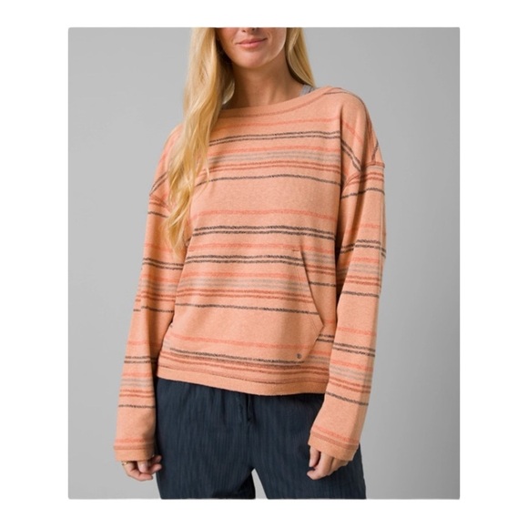Prana Cozy Up Suncation Top in Pink Sand Multi Stripe NWT - Picture 1 of 6